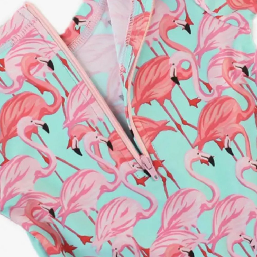 Fab Flamingo Long Sleeve One Piece Rash Guard - Picture 5 of 5